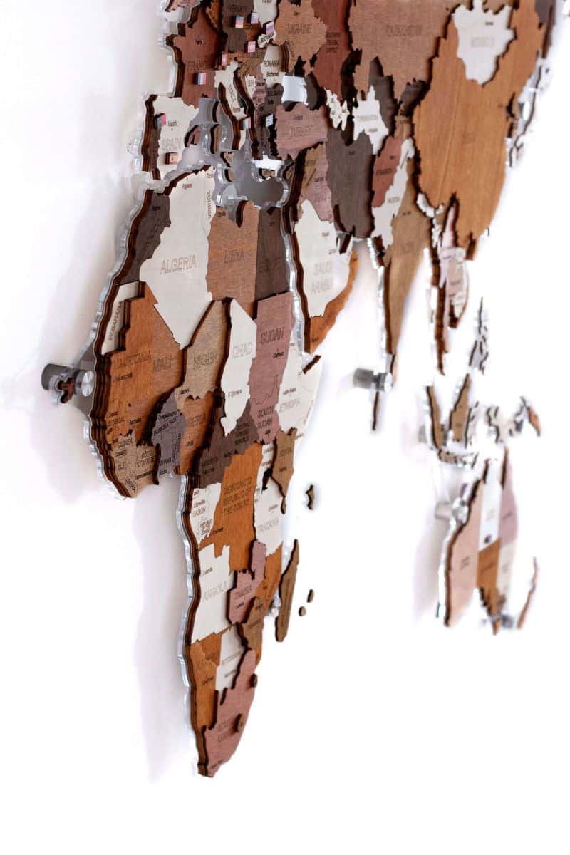 World LED Wooden Map