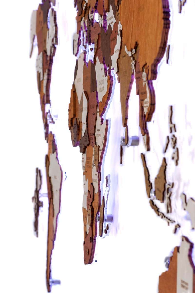 World LED Wooden Map