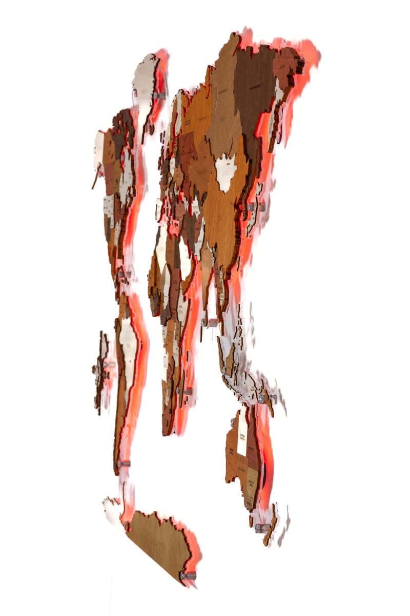 World LED Wooden Map