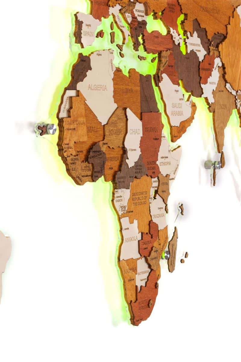 World LED Wooden Map