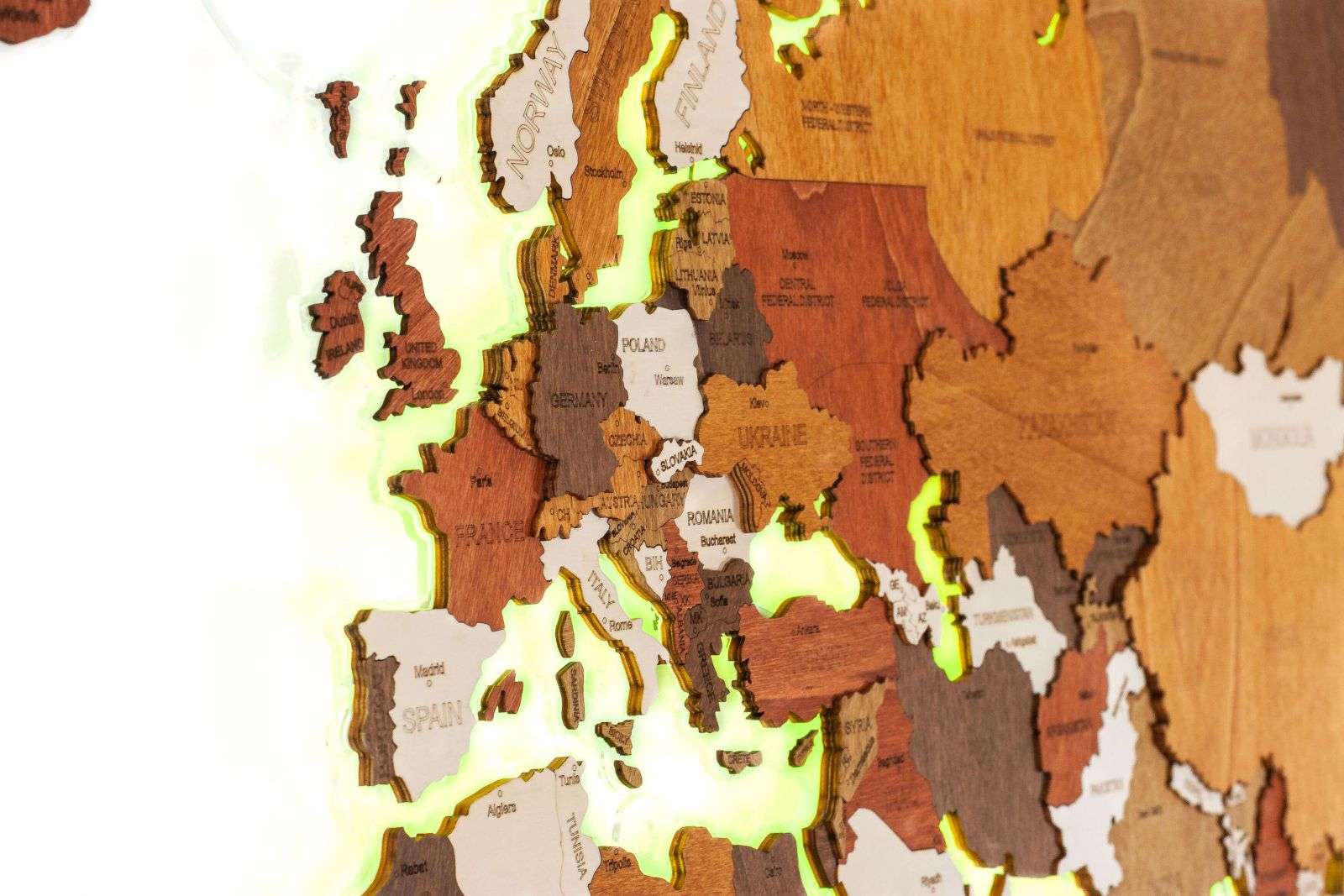 World LED Wooden Map