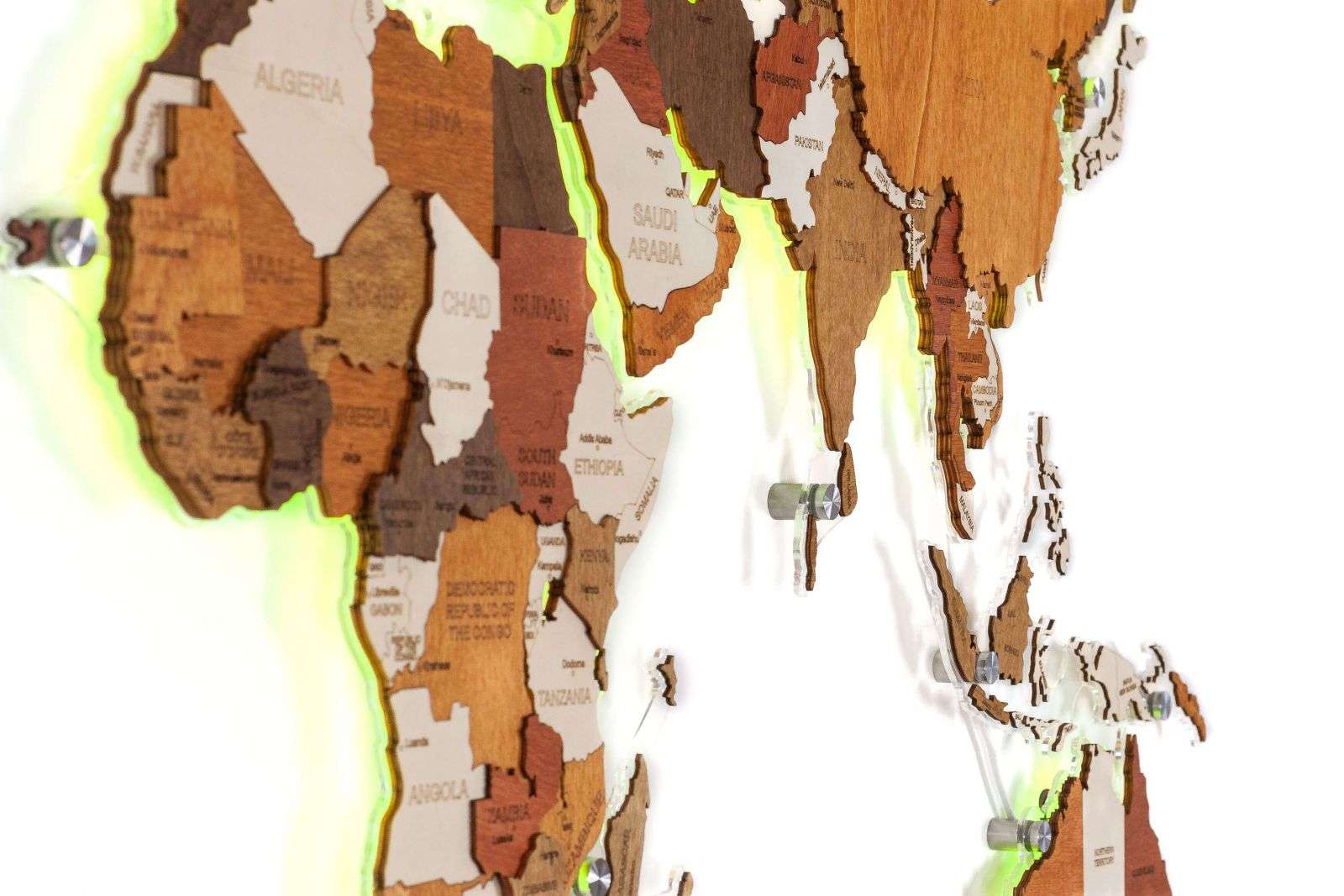 World LED Wooden Map