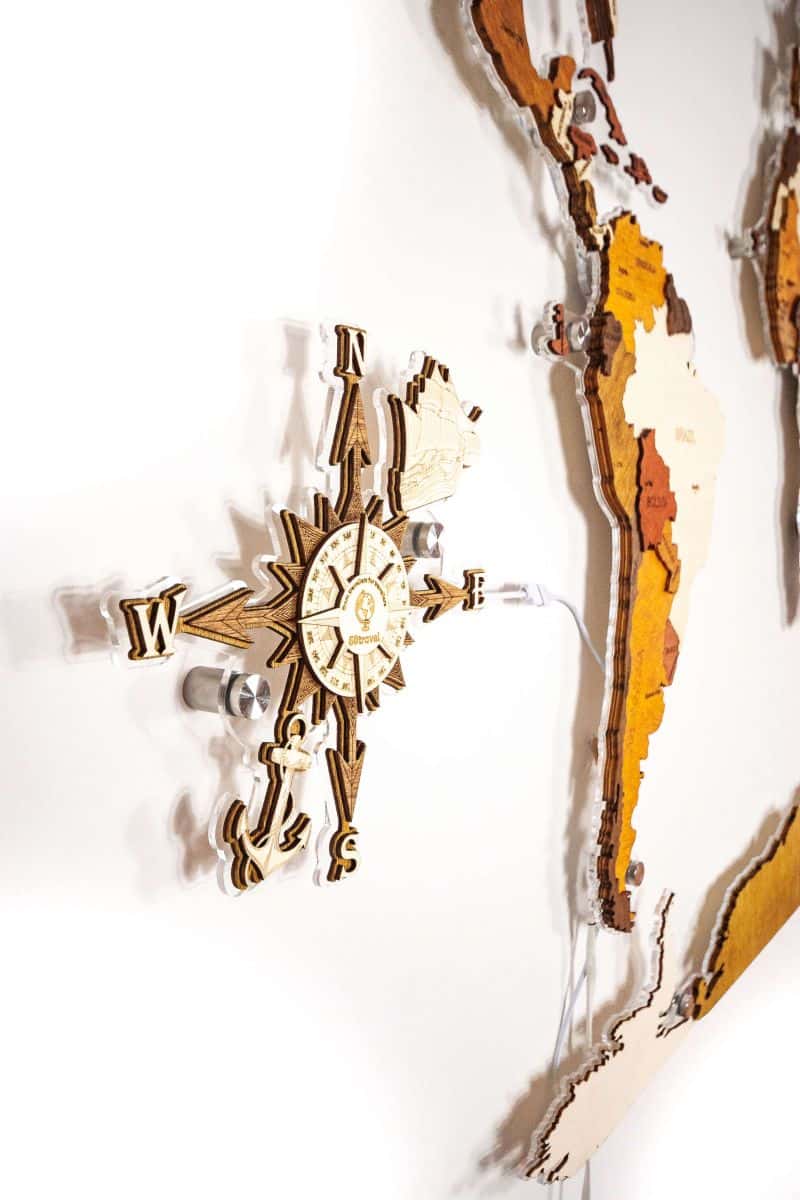 World LED Wooden Map