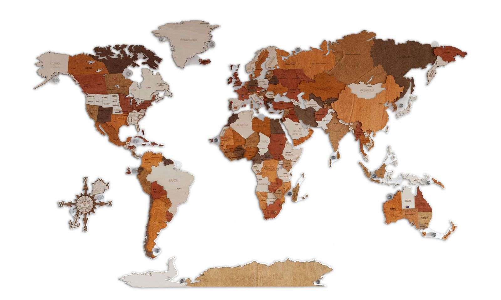 World LED Wooden Map