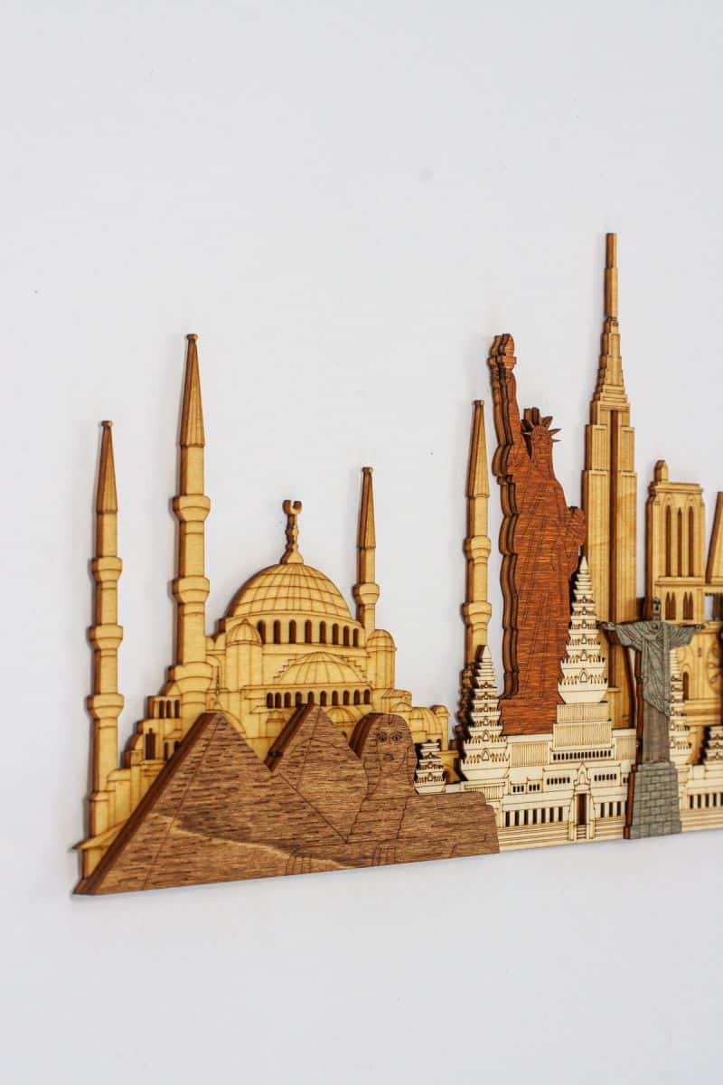 World Monuments and Attractions 3D Wooden Panel
