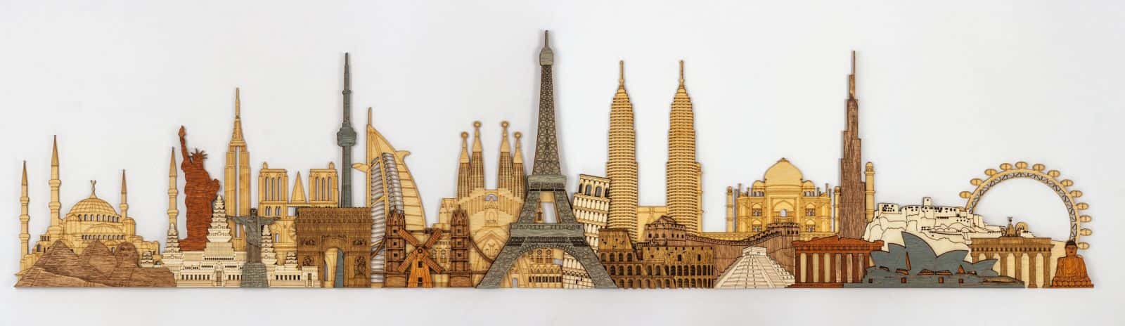 World Monuments and Attractions 3D Wooden Panel