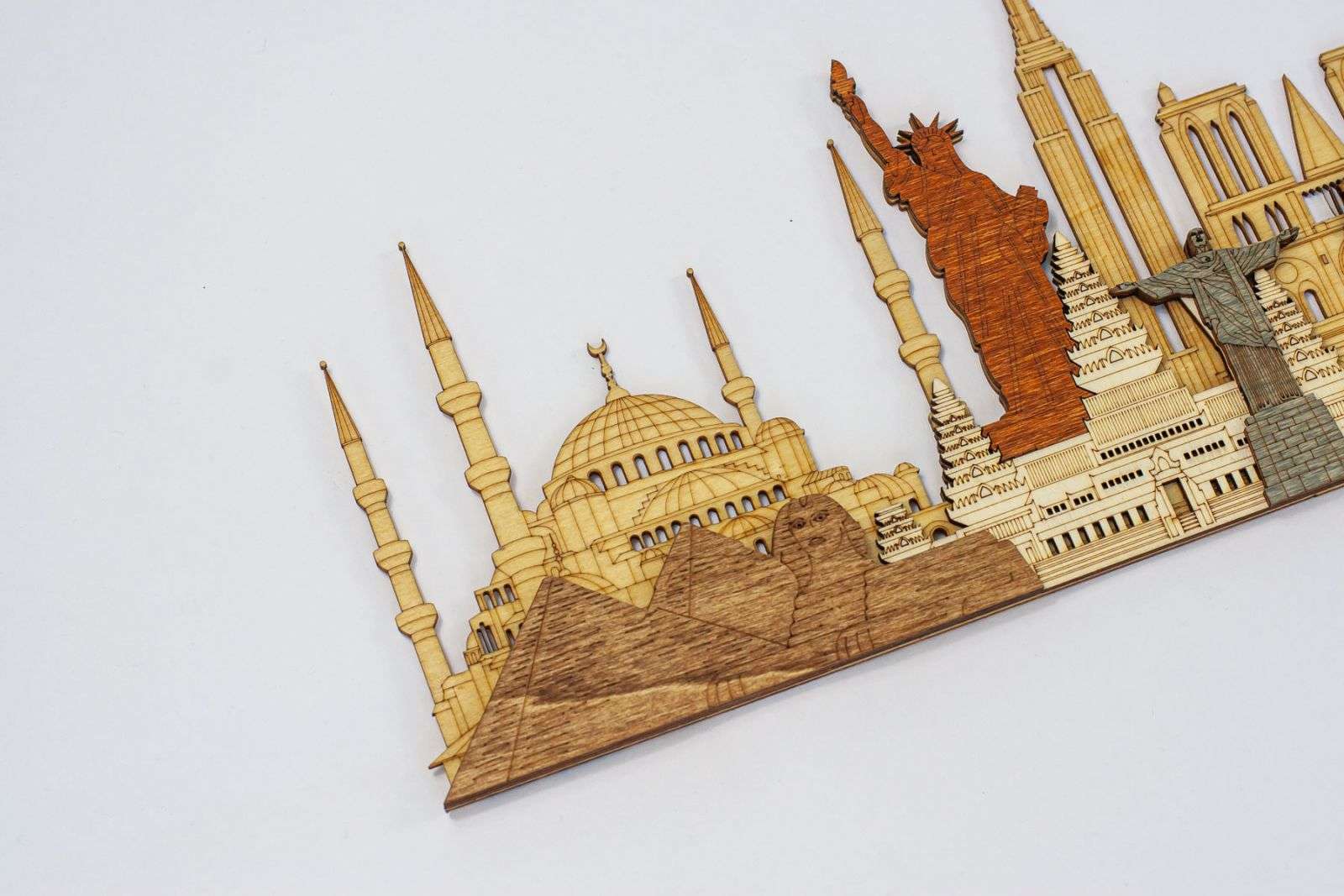 World Monuments and Attractions 3D Wooden Panel