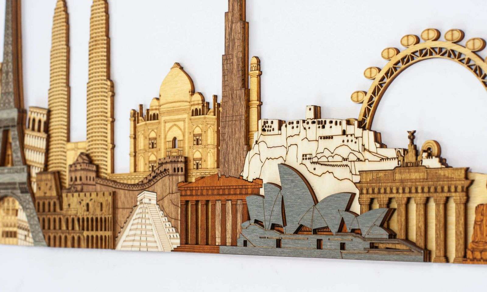 World Monuments and Attractions 3D Wooden Panel
