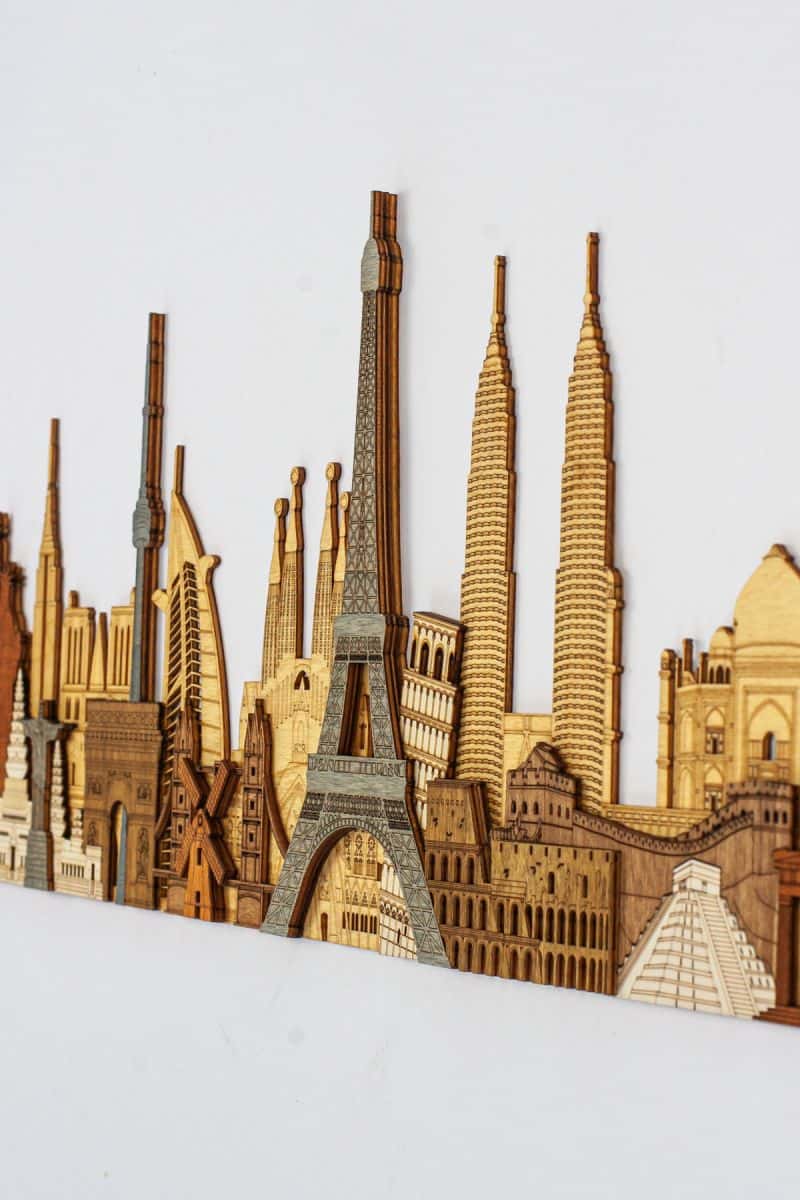 World Monuments and Attractions 3D Wooden Panel