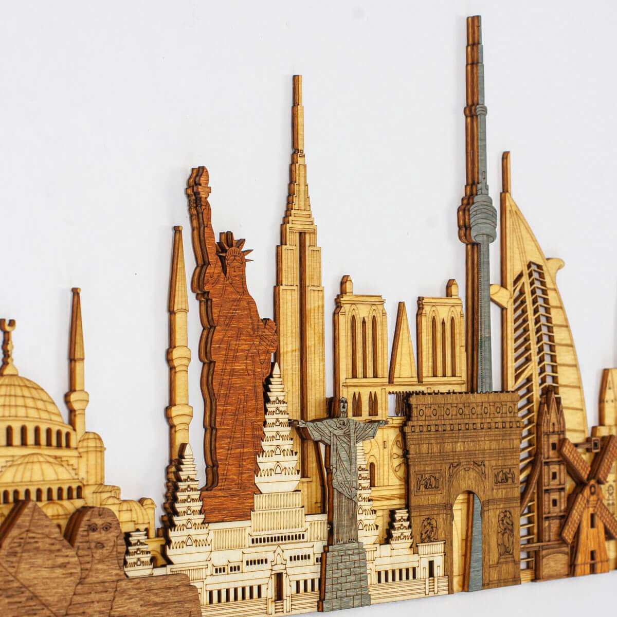 World Monuments and Attractions 3D Wooden Panel