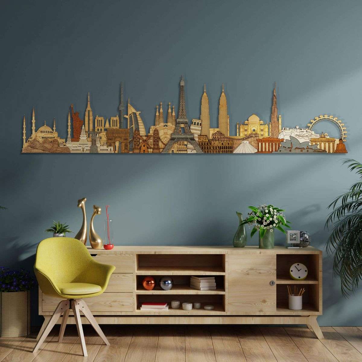 World Monuments and Attractions 3D Wooden Panel