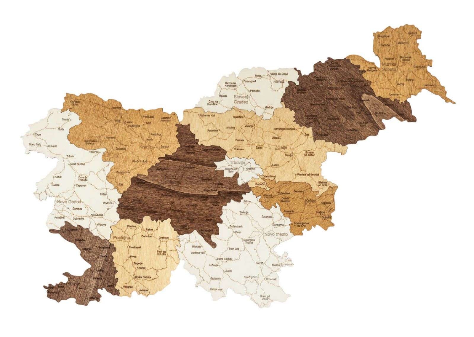 Slovenia Wooden Map