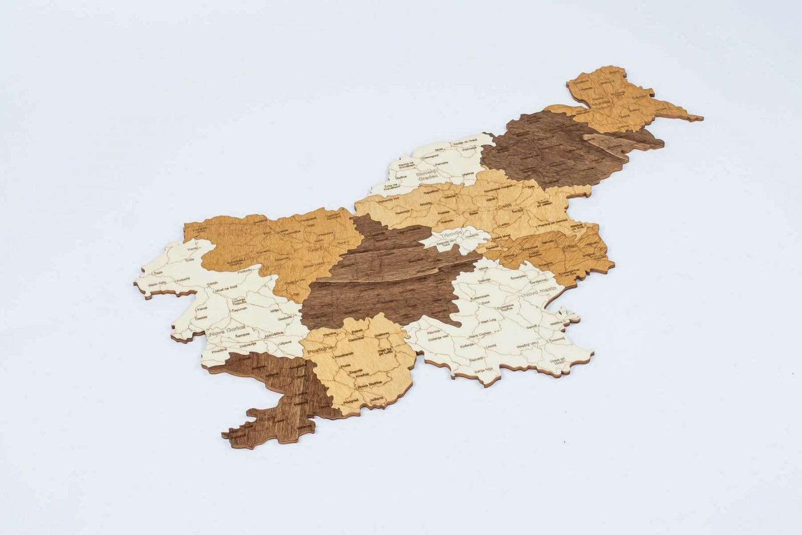 Slovenia Wooden Map