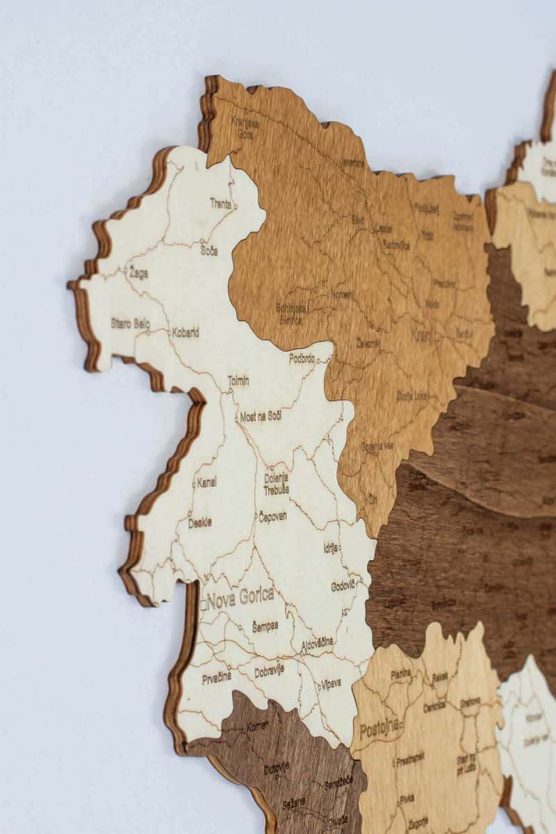 Slovenia Wooden Map