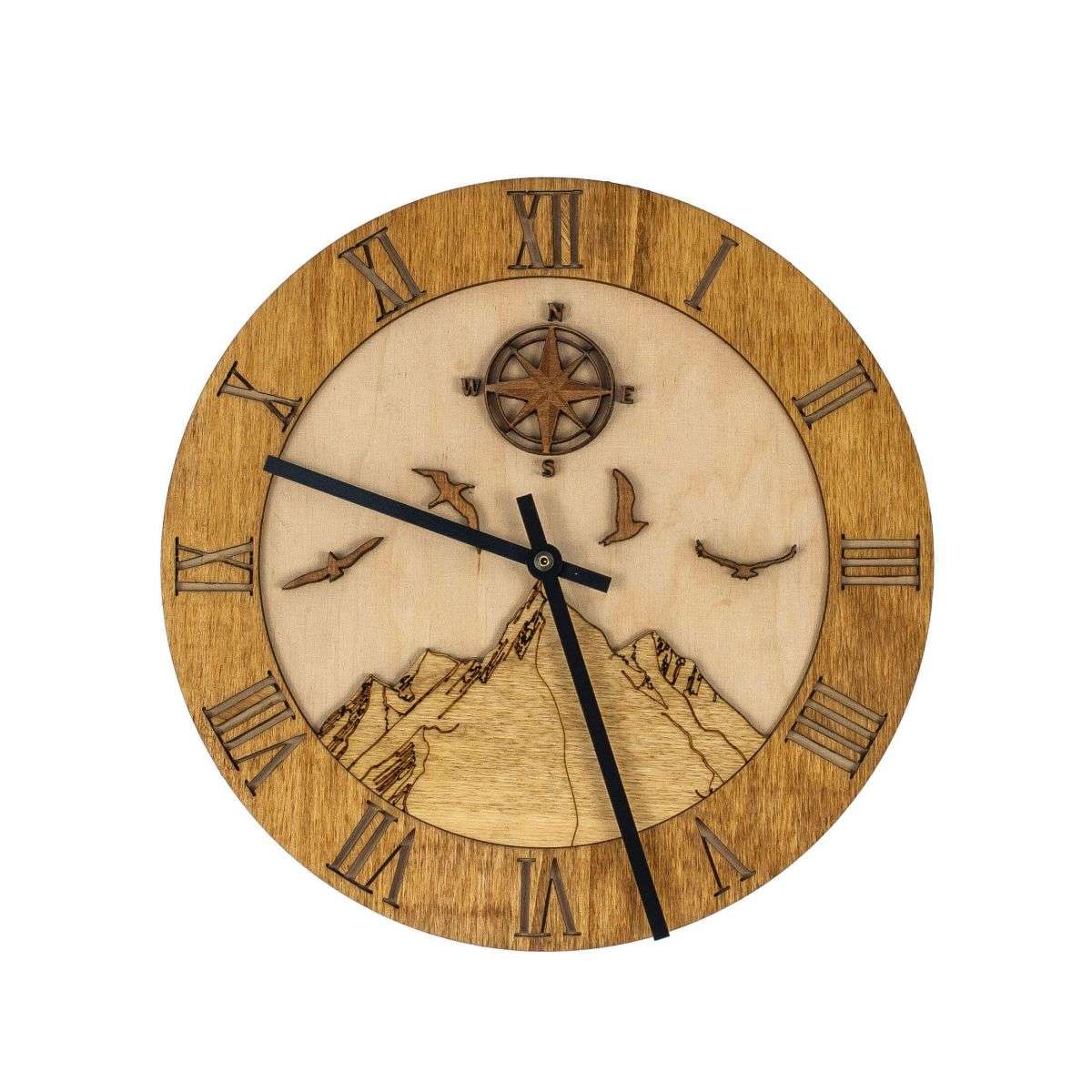 Wooden Mountains wall clock
