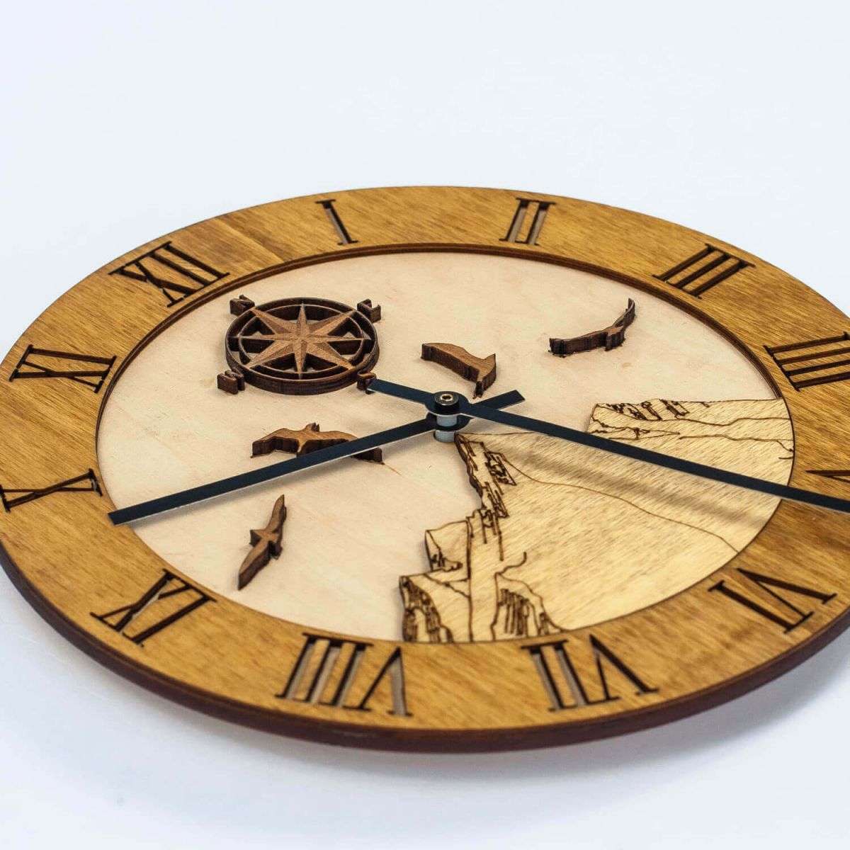 Wooden Mountains wall clock