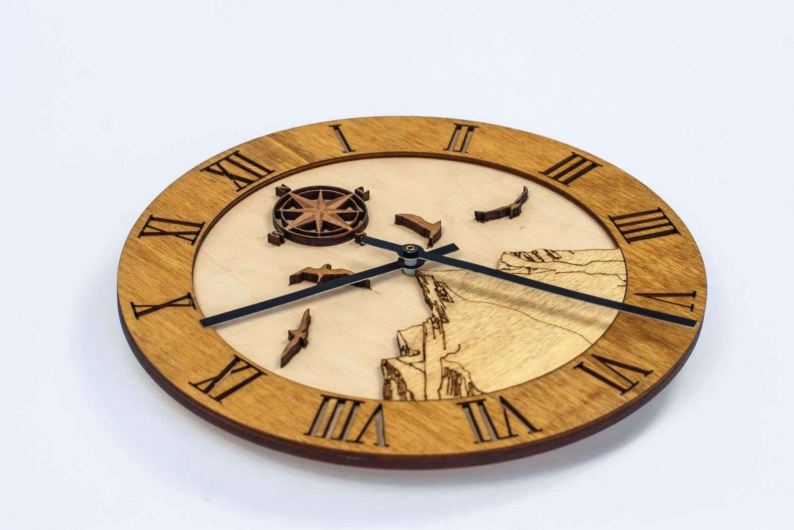 Wooden Mountains wall clock