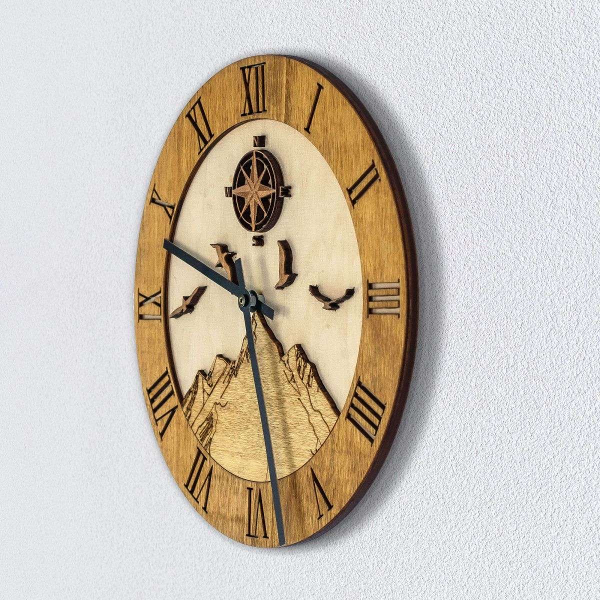 Wooden Mountains wall clock