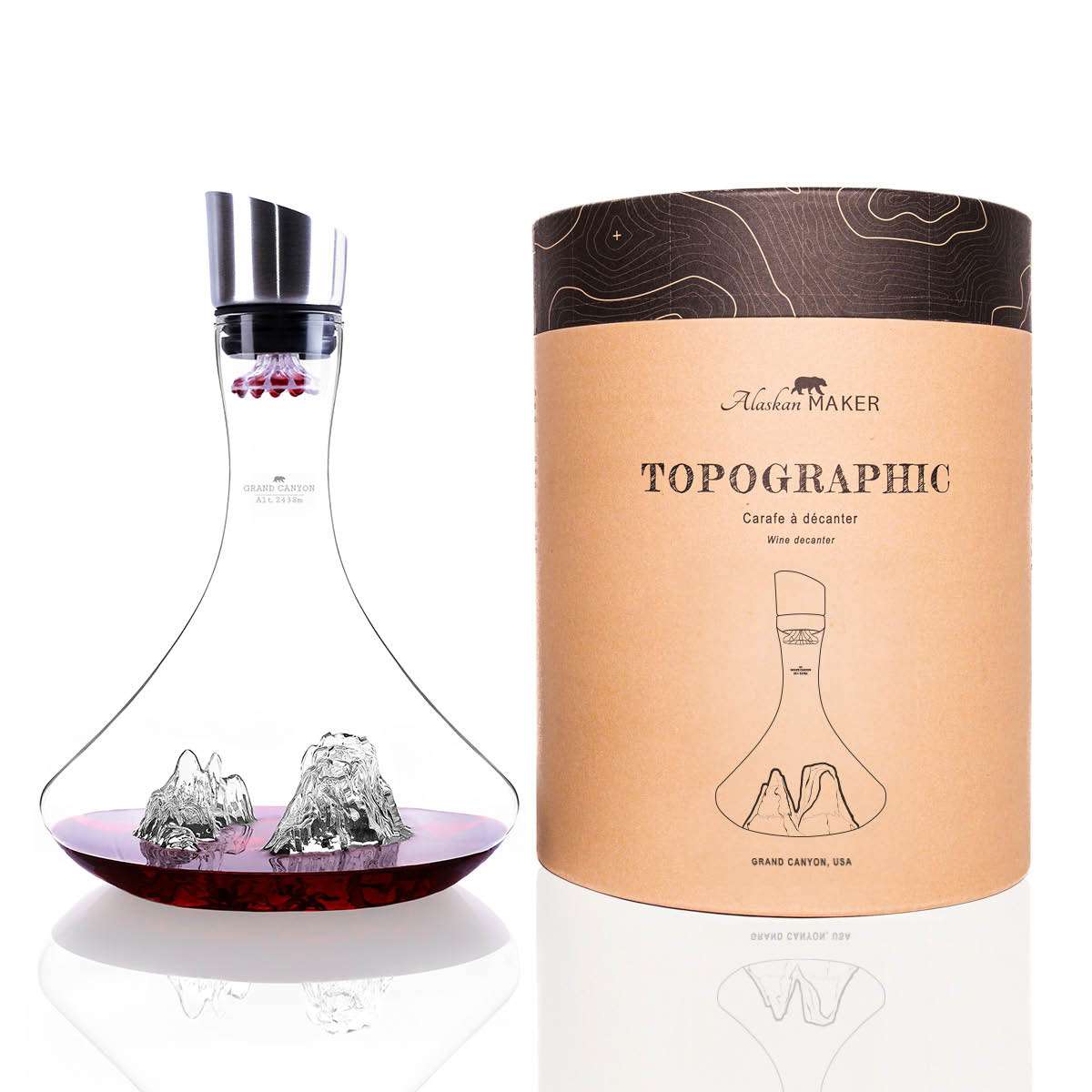 Decanter de vin topografic Alaskan Maker
