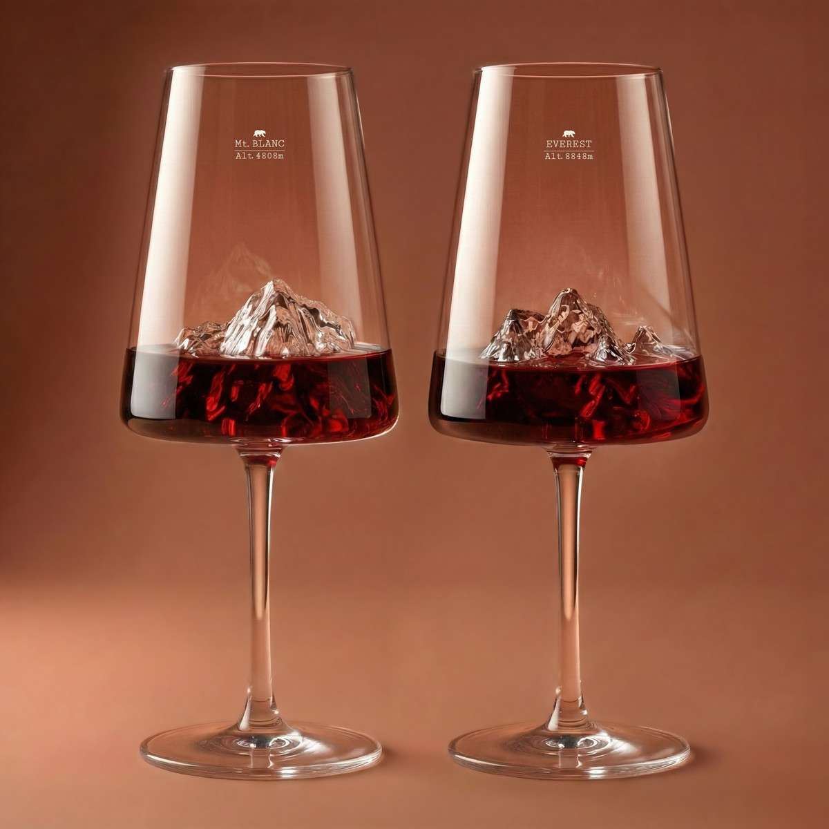 Set Alaskan Maker 2 pahare de vin Mt Blanc & Everest