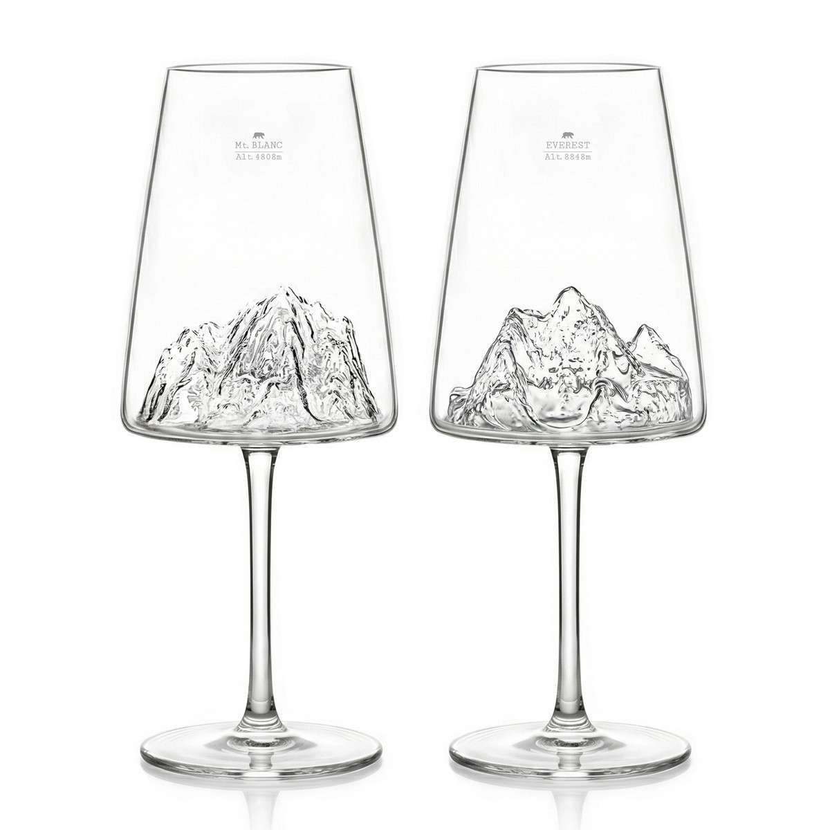 Set Alaskan Maker 2 pahare de vin Mt Blanc & Everest