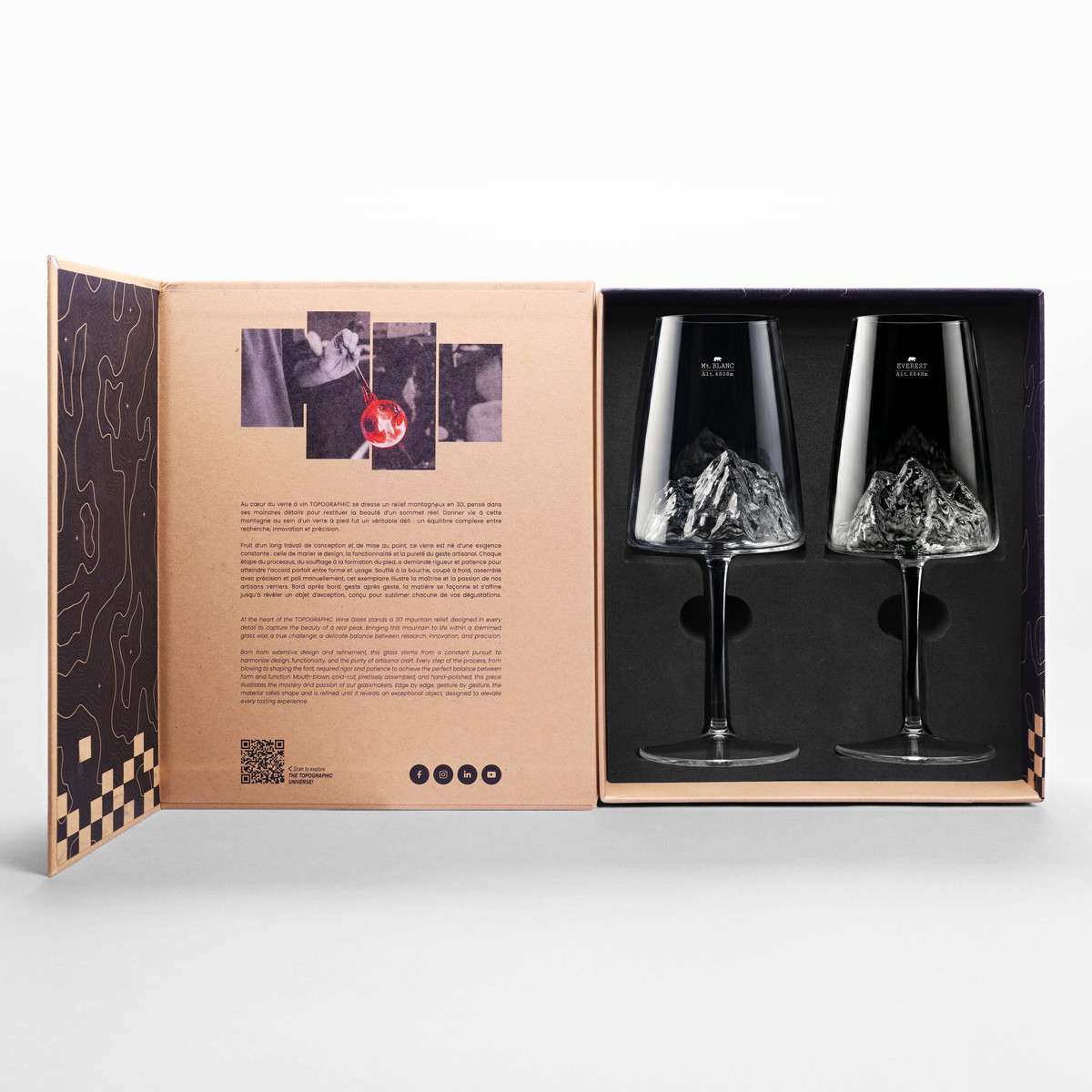 Set Alaskan Maker 2 pahare de vin Mt Blanc & Everest