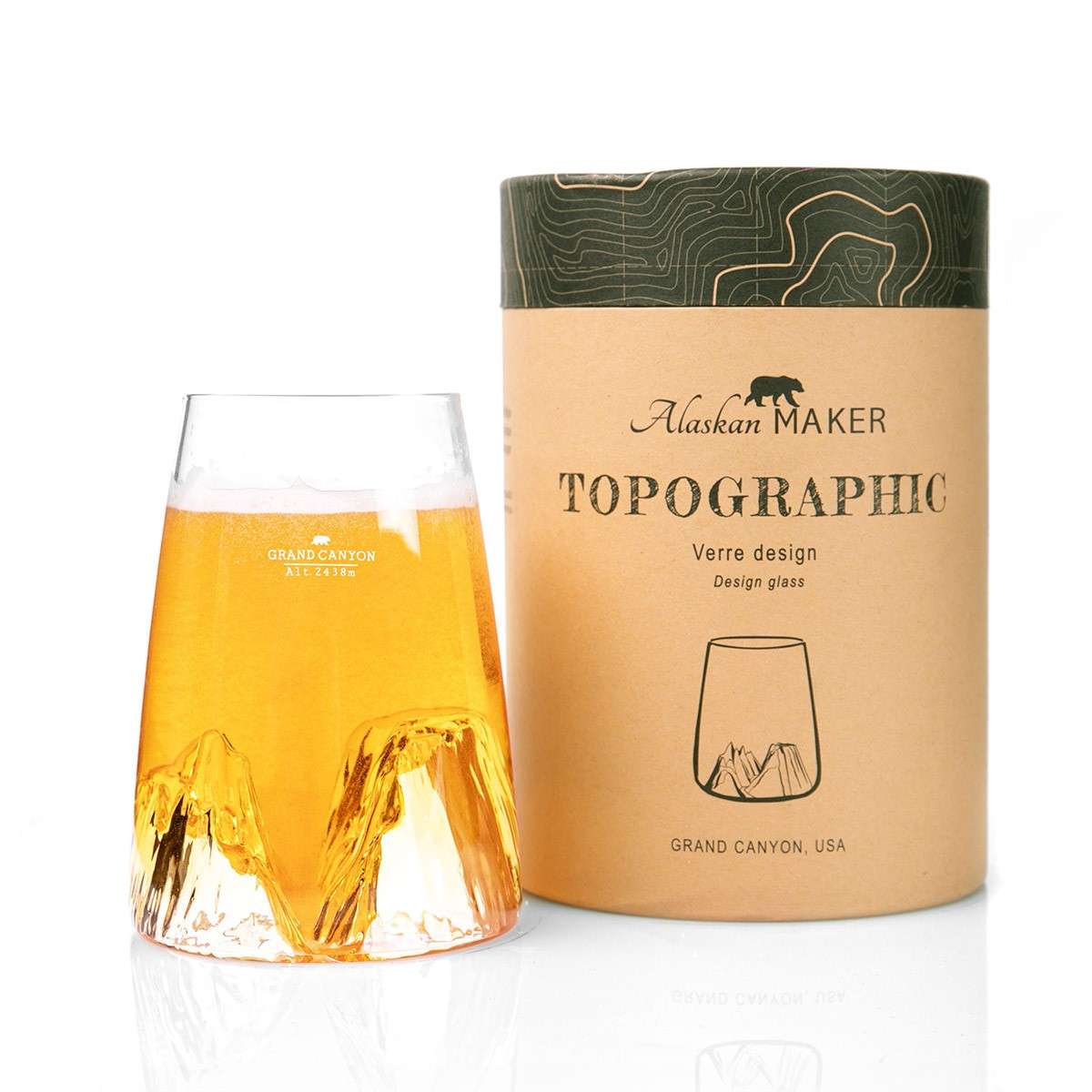 Alaskan Maker Long Drink Topographic Glass