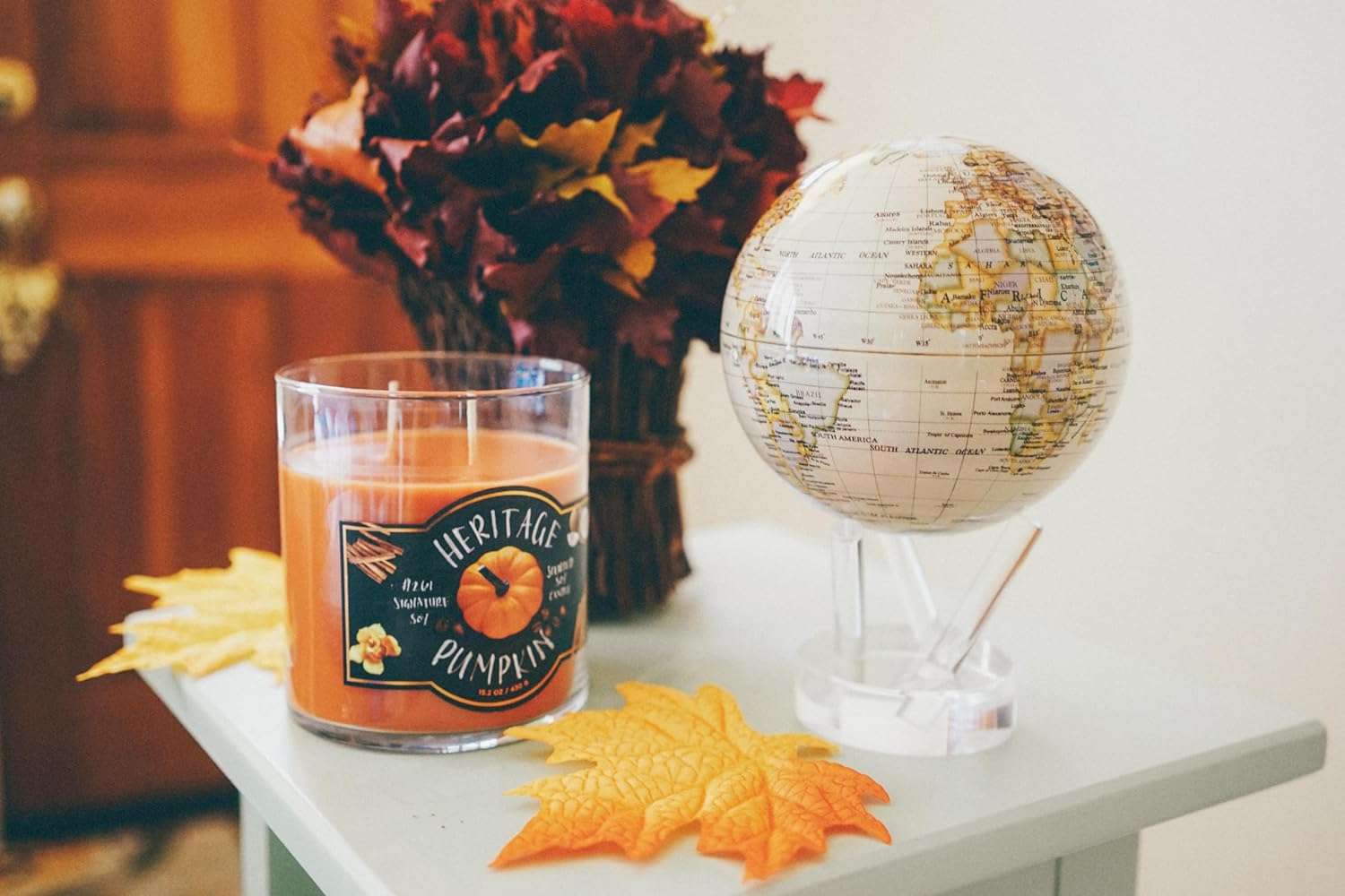 MOVA Antiqued High Gloss Map Self Spinning Globe