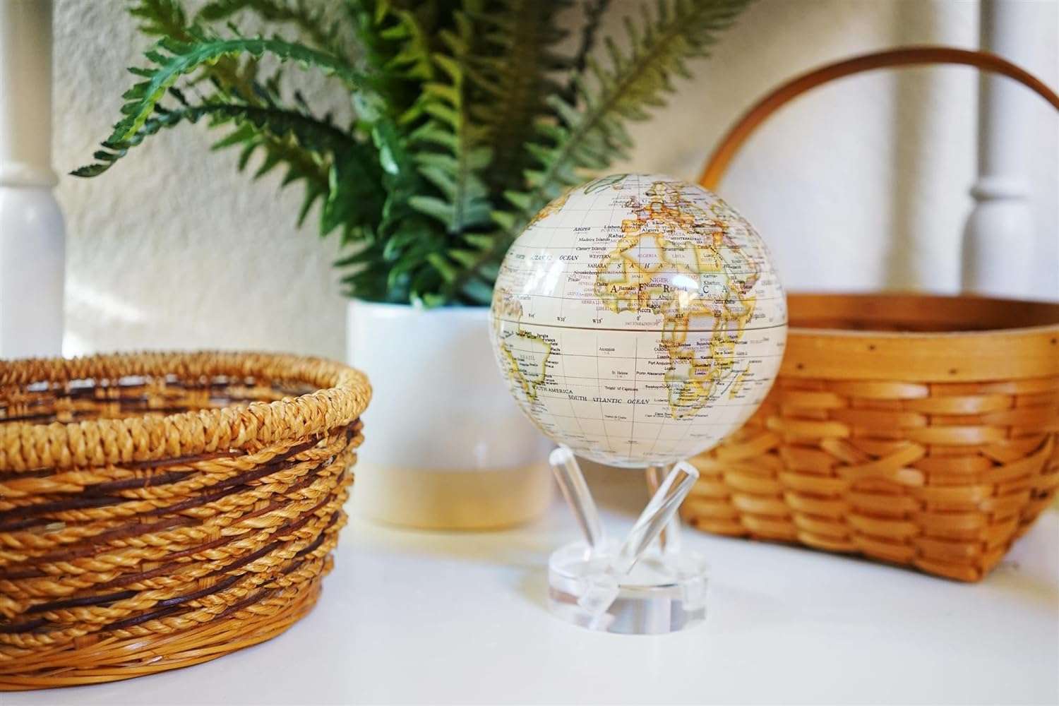 MOVA Antiqued High Gloss Map Self Spinning Globe