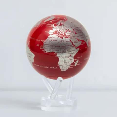 MOVA Red And Silver Self Rotating Magnetic Globe