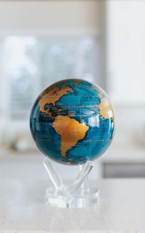 MOVA Blue and Gold Self Spinning Globe