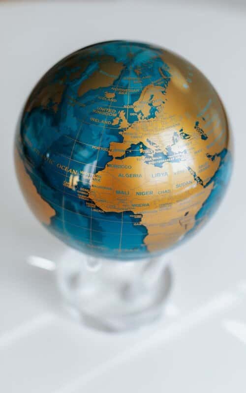MOVA Blue and Gold Self Spinning Globe