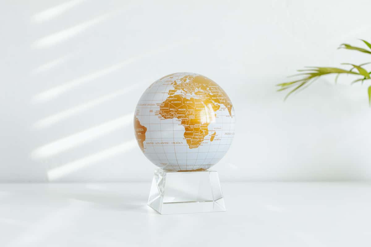 MOVA White and Gold Self Spinning Globe