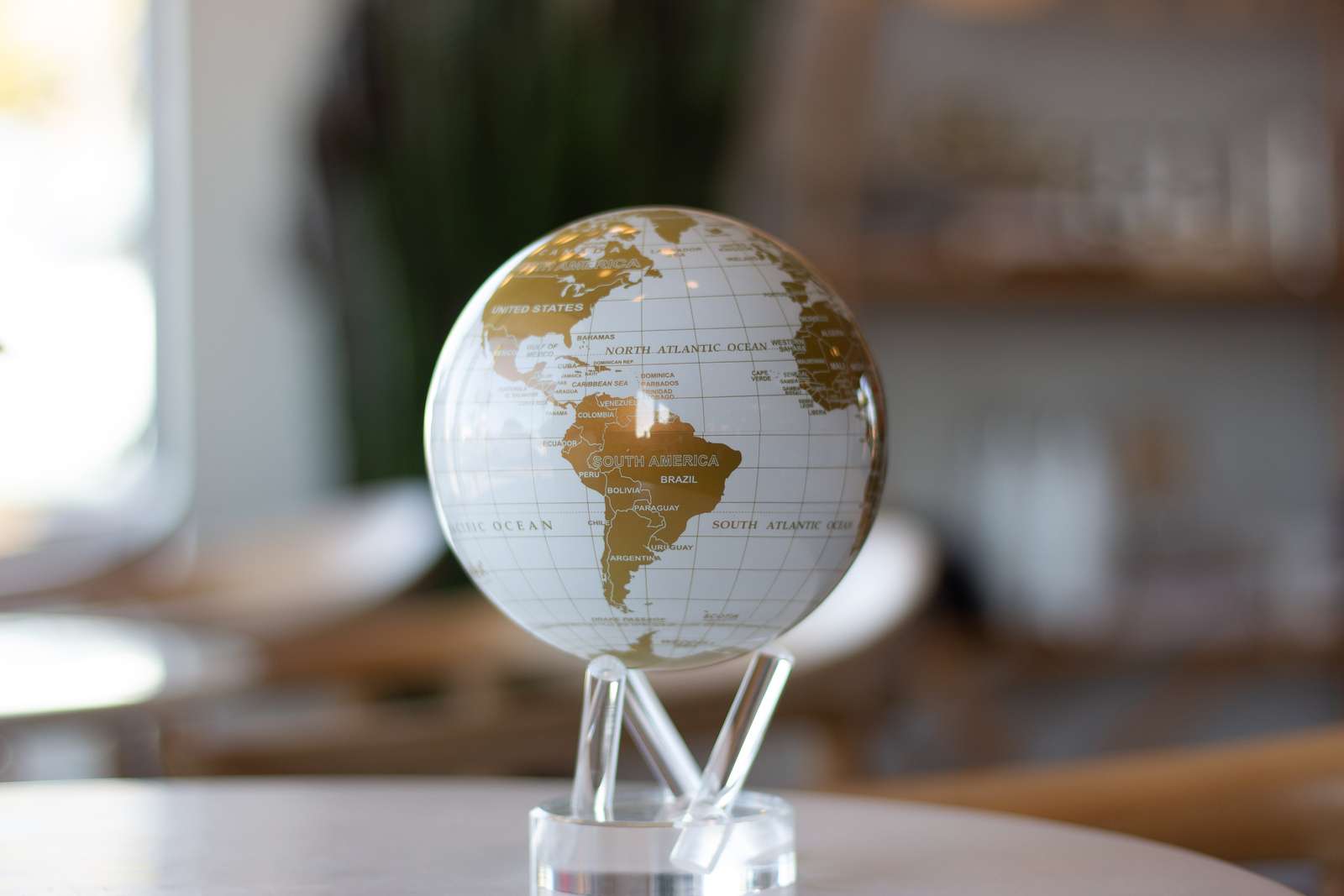 MOVA White and Gold Self Spinning Globe