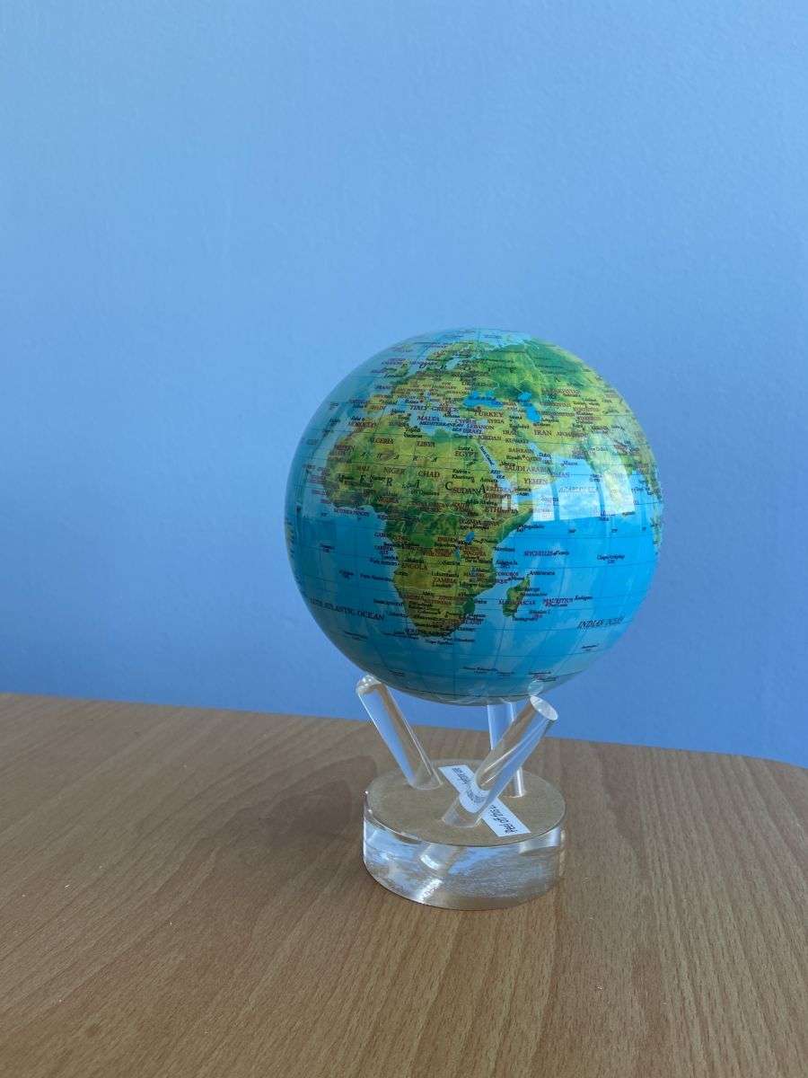MOVA Relief Map Blue Gloss Finish Self Rotating Globe