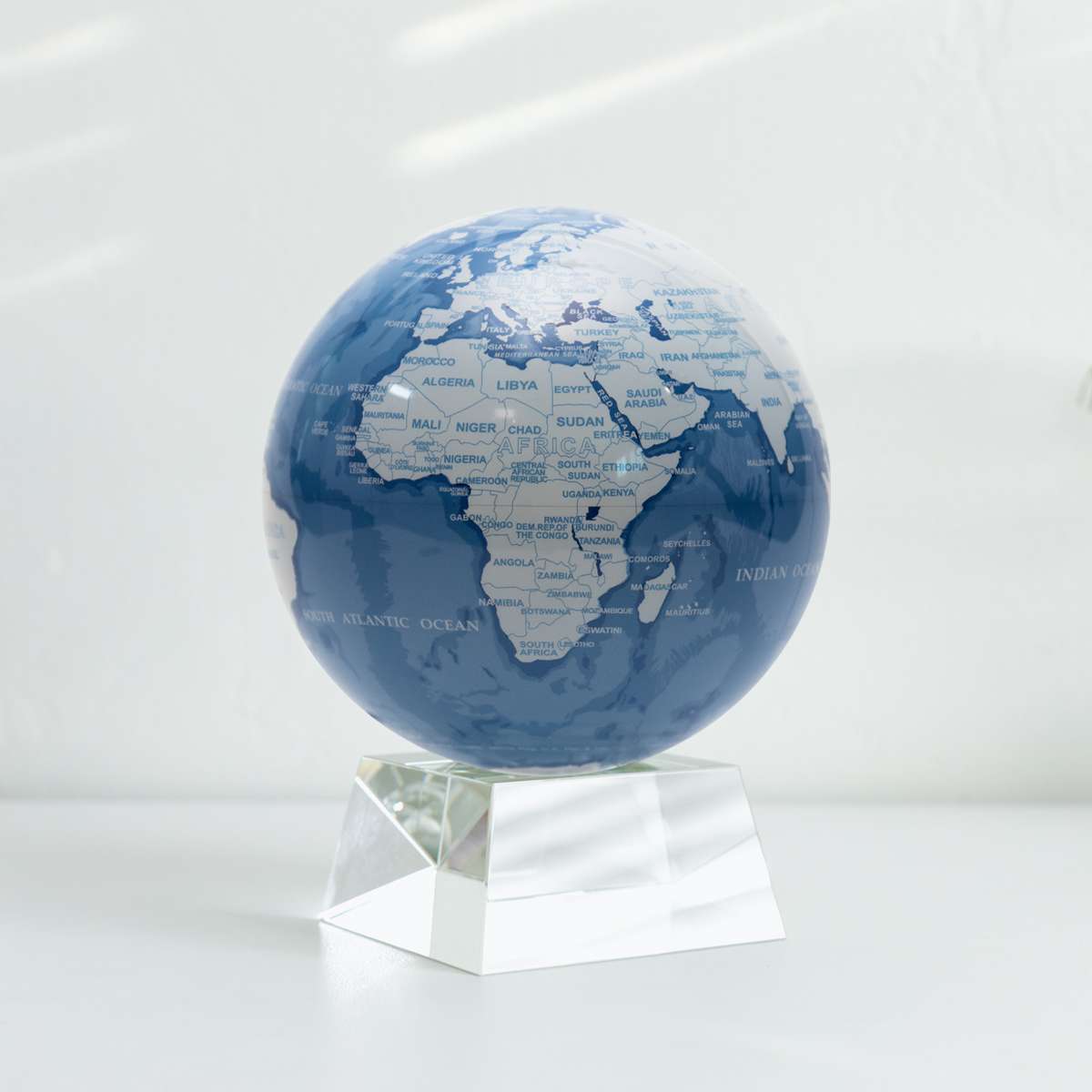 MOVA Sky Blue and White Self Spinning Globe
