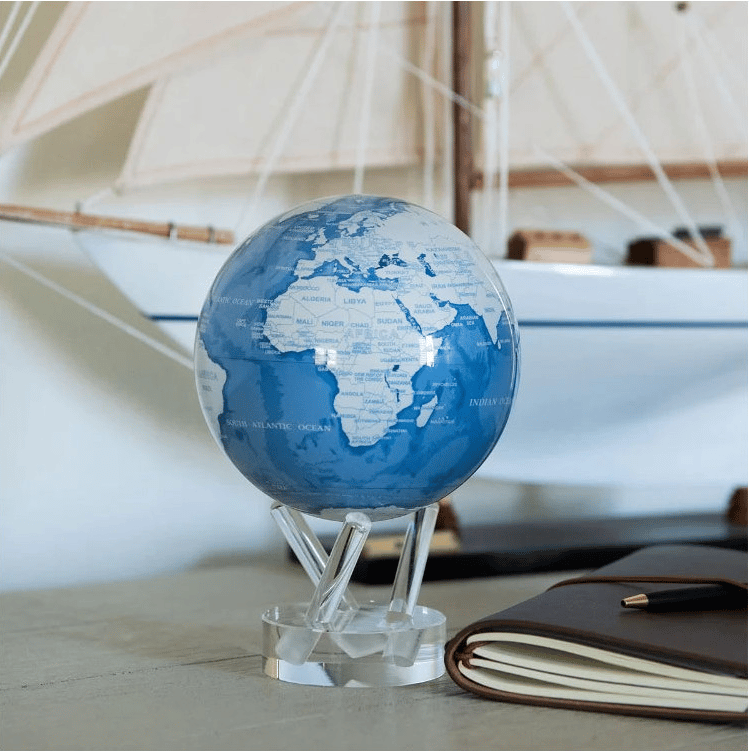 MOVA Sky Blue and White Self Spinning Globe
