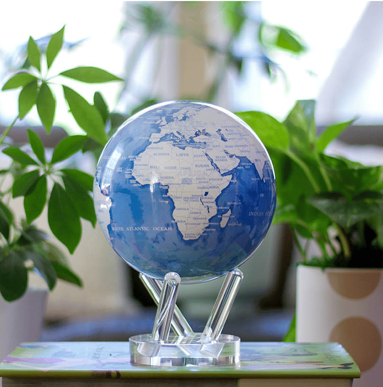 MOVA Sky Blue and White Self Spinning Globe