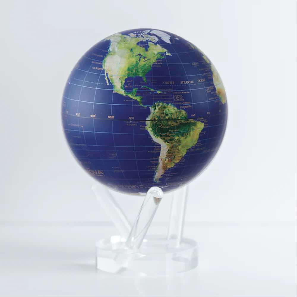 MOVA Satellite View with Gold Lettering Self Rotating Globe