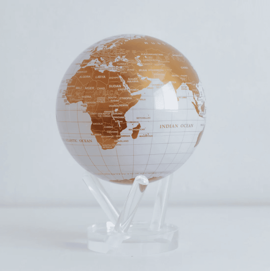 MOVA White and Gold Self Spinning Globe