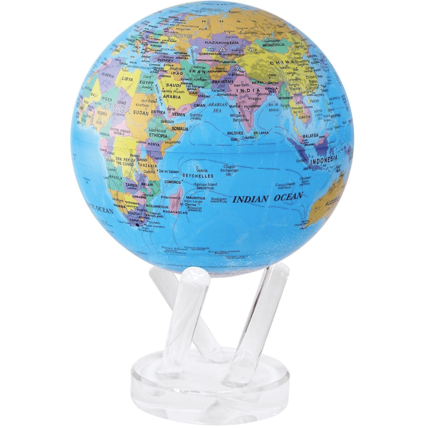 MOVA Blue Political Map Spinning Magnetic Globe