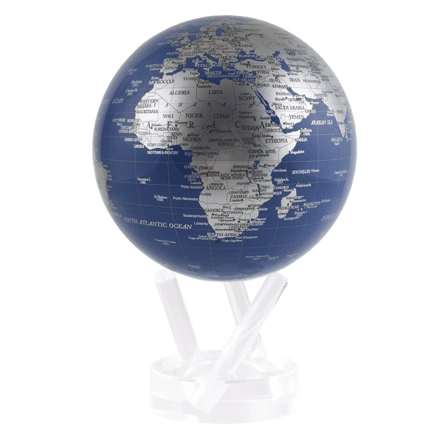 MOVA Metallic Blue and Silver Self Rotating Globe