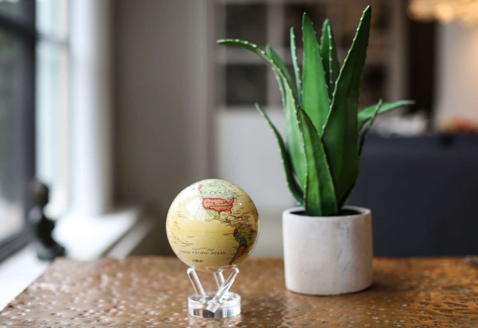 MOVA Yellow Political Map Self Rotating Magnetic Globe