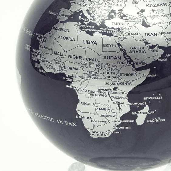 MOVA Purple and Silver Map Self Spinning Globe