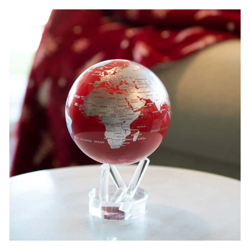 MOVA Red And Silver Self Rotating Magnetic Globe