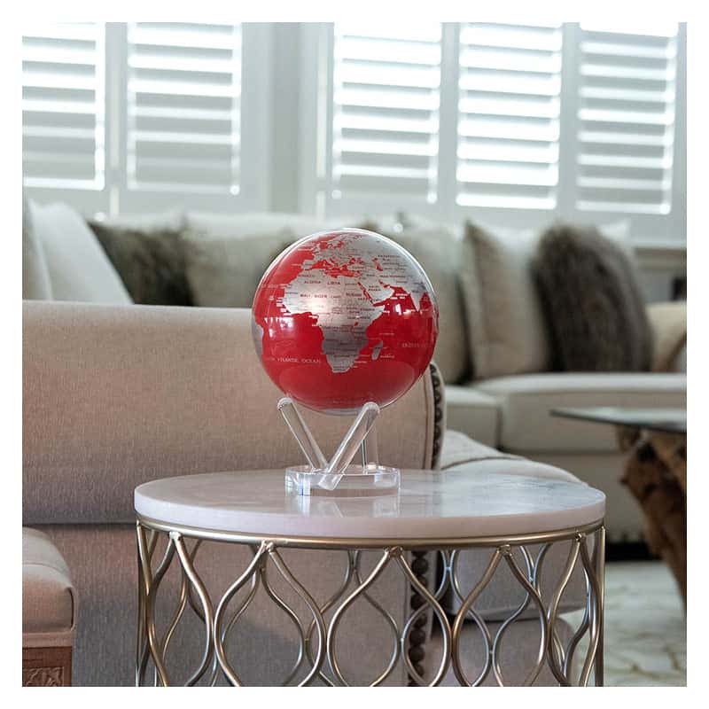 MOVA Red And Silver Self Rotating Magnetic Globe