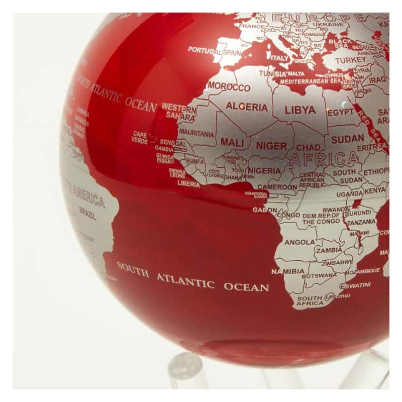 MOVA Red And Silver Self Rotating Magnetic Globe