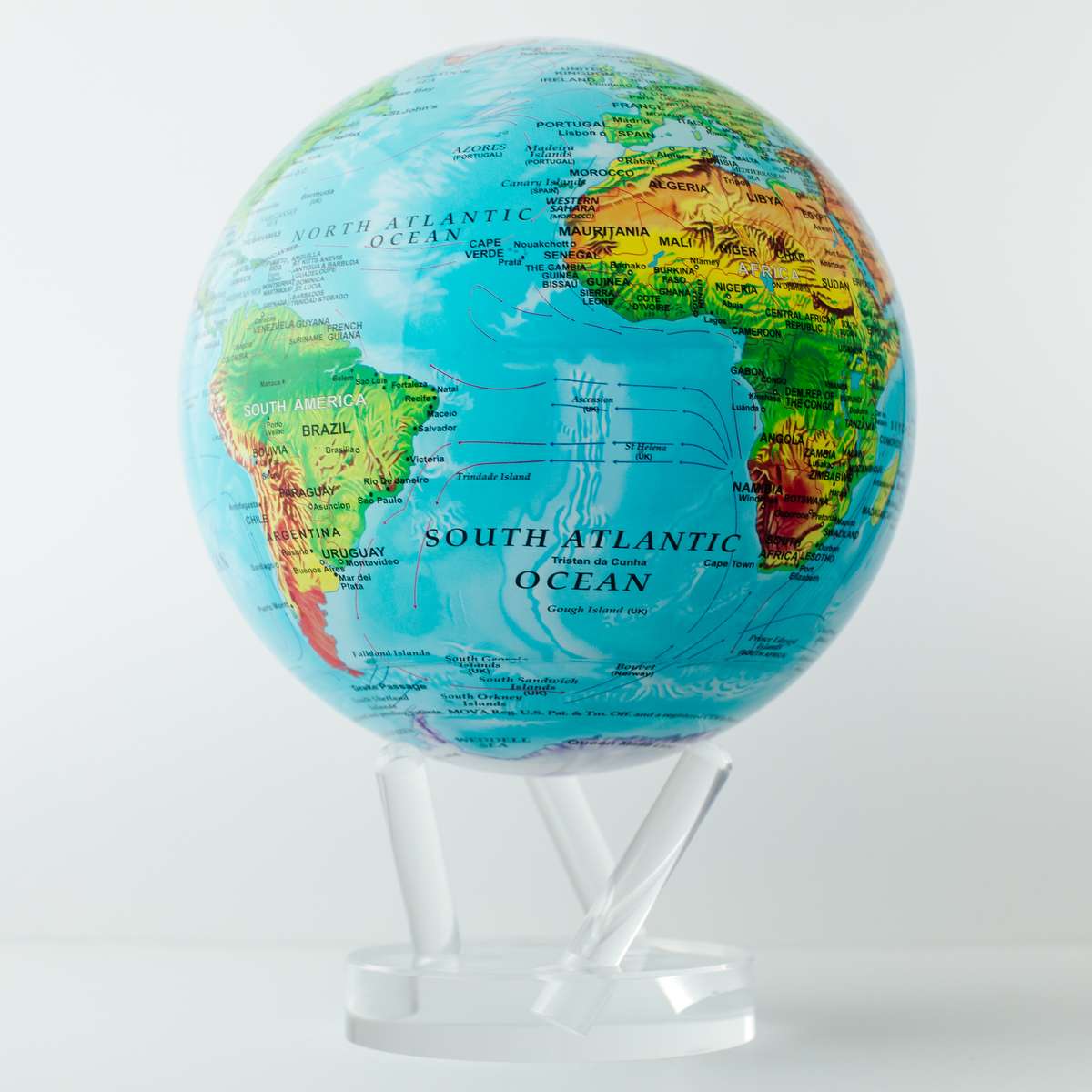 MOVA Blue Relief Map Self Rotating Globe