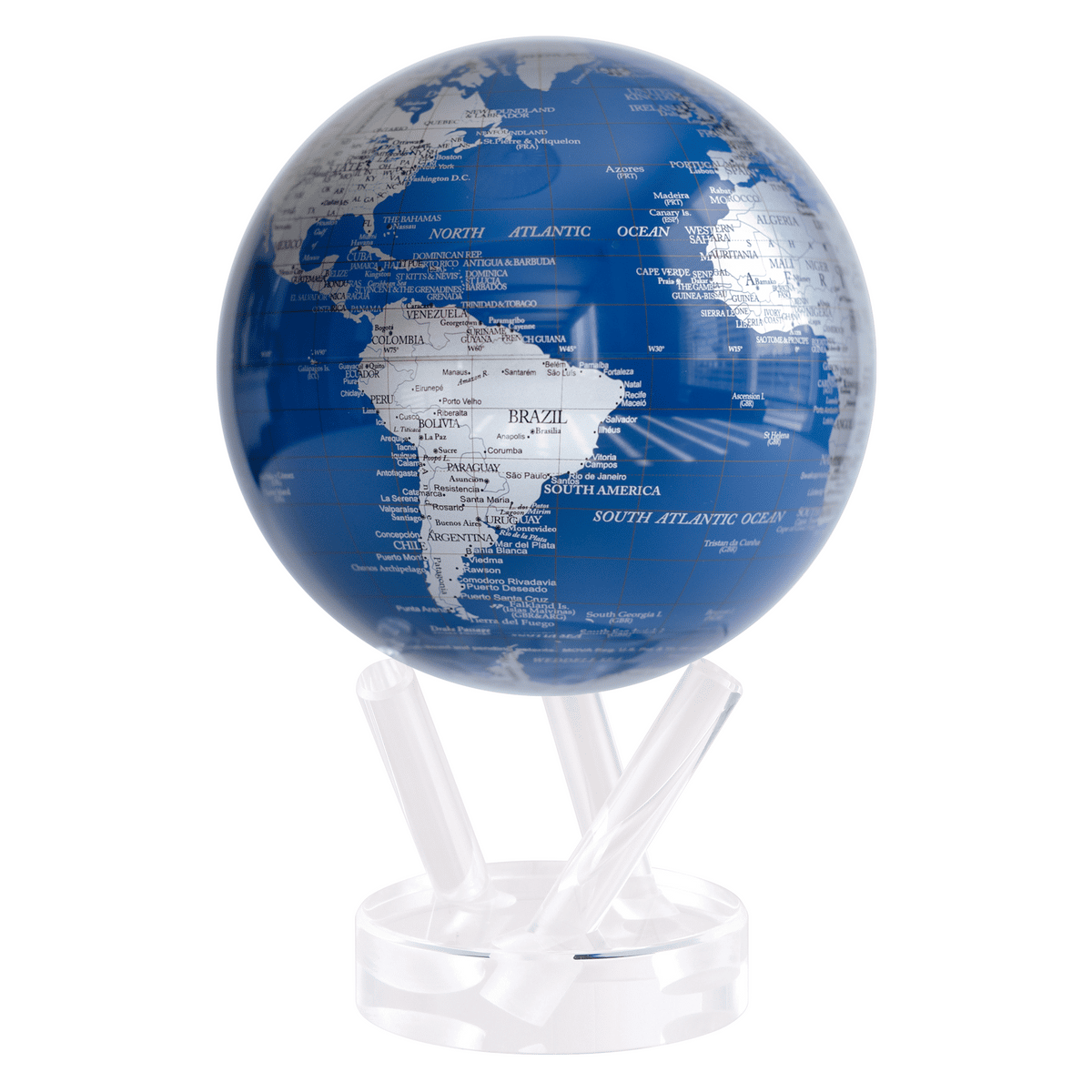 MOVA Metallic Blue and Silver Self Rotating Globe