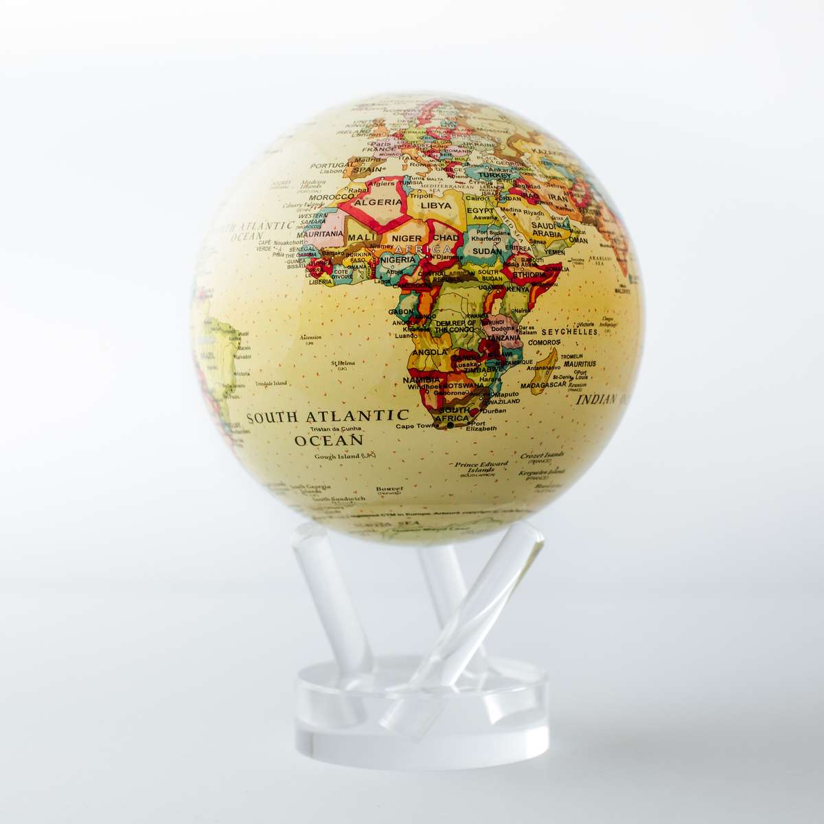 MOVA Yellow Political Map Self Rotating Magnetic Globe